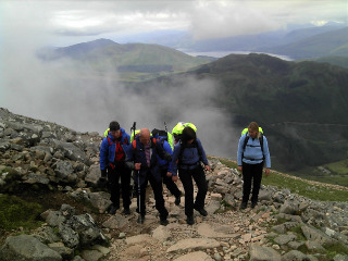 Michael and team heading up Ben Nevis (Photo: Phil Turner)