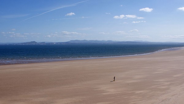 We have beautiful beaches in Fife but the mineral-based sand can give them a very different colour to that of pure shell sand. This is Burntisland when the tide is out.