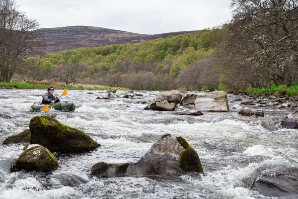 David Hine enjoying riffles on the river Avon. David is one of Scotland’s most experienced packrafters. I’m lucky enough to be travelling with him in May on our C2C4K trip.