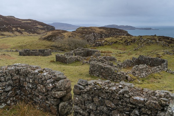 Part of the village of Crackaig, on the Northwest coast of Mull, likely to have been abandoned due to an outbreak of Typhoid.