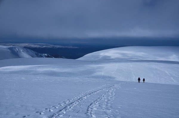 Hillwalkers heading for Ben Macdui in winter